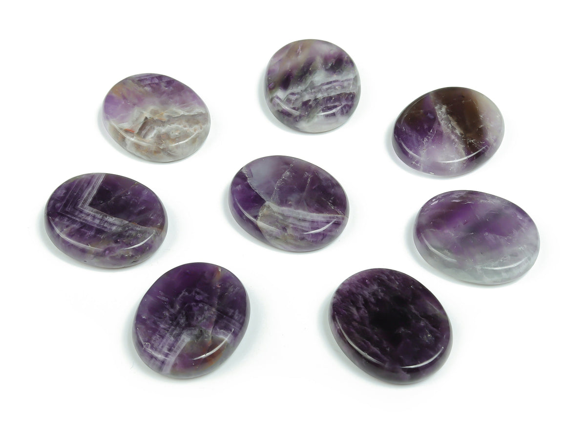 Amethyst flat gemstone slab with purple hues, measuring 30x25x7 mm, from GemstoneGO, showcasing polished crystal surface