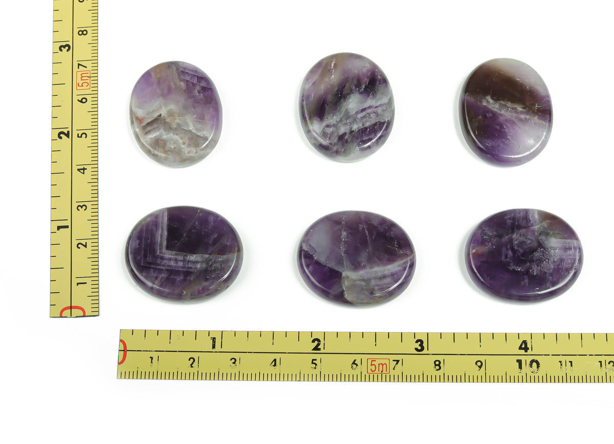 Amethyst flat gemstone slab with purple crystal patterns, measuring 30x25x7 mm, from GemstoneGO.