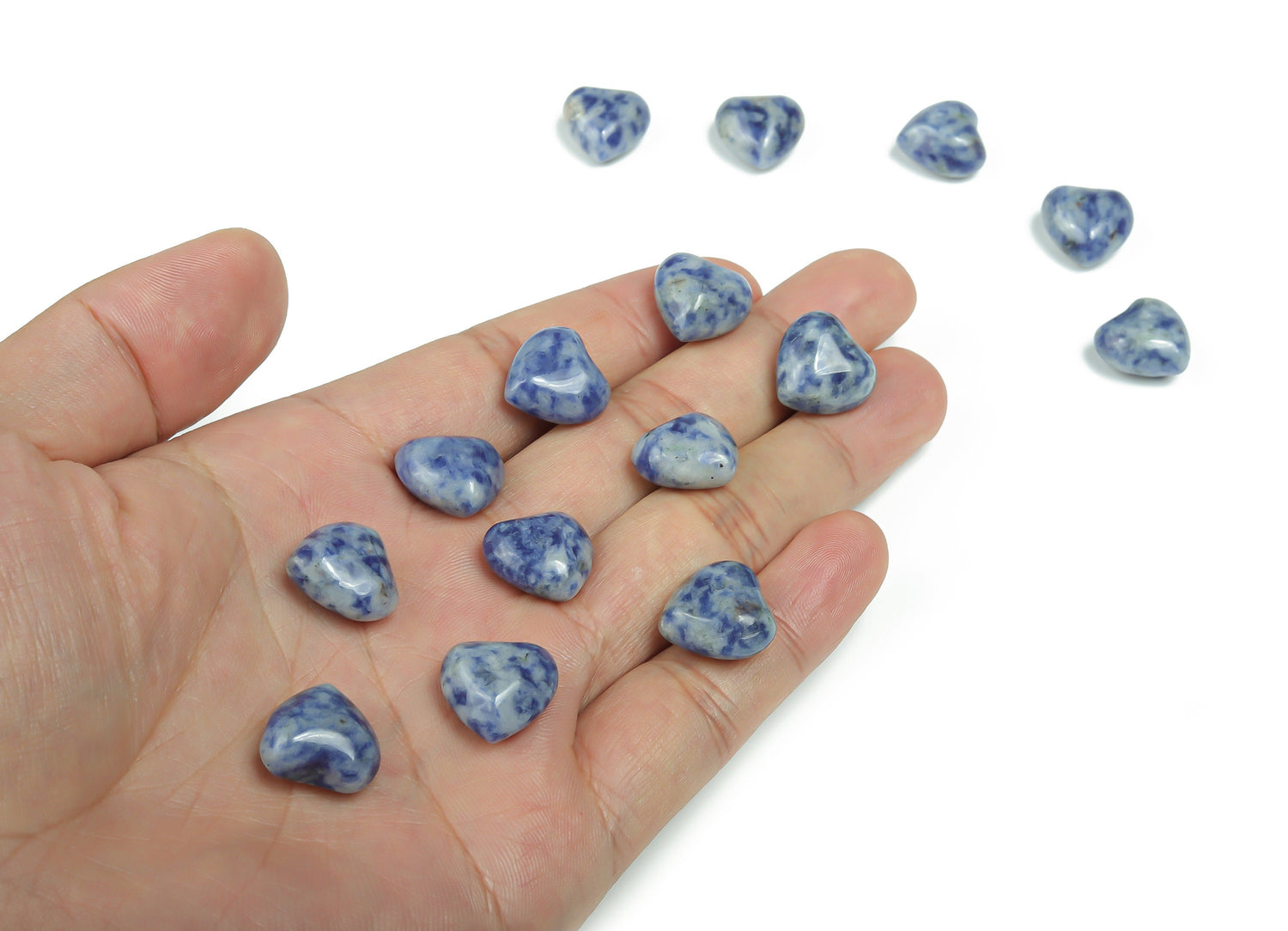 Blue Spot Jasper Heart Gemstone - Puffy Heart Shaped - 15x15x9mm - HE1020