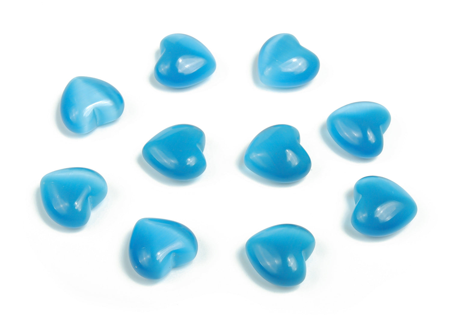 Pierre précieuse œil-de-chat bleu en forme de cœur - Cœur bombé ?€? Cristaux de guérison - Pierre bienfaisante ?€? Cœurs en cristal ?€? 15 x 15 x 9 mm - HE1027