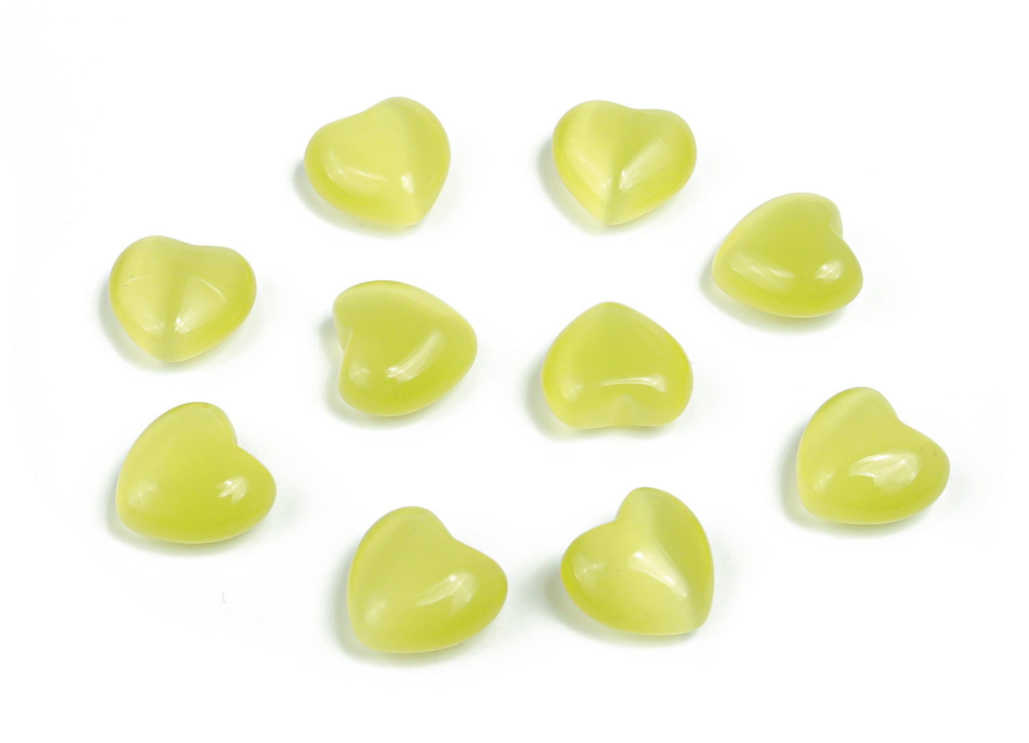 Pierre précieuse œil-de-chat jaune en forme de cœur - Cœur bombé ?€? Cristaux de guérison - Pierre bienfaisante ?€? Cœurs en cristal ?€? 15 x 15 x 9 mm - HE1030