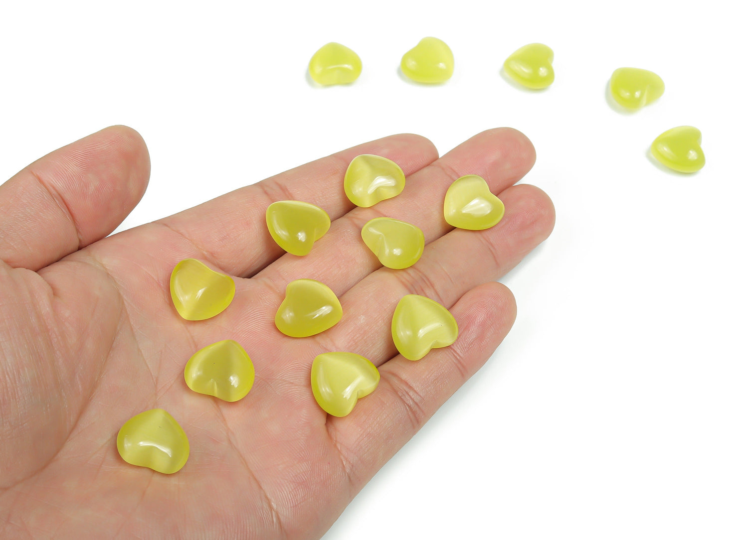 Pierre précieuse œil-de-chat jaune en forme de cœur - Cœur bombé ?€? Cristaux de guérison - Pierre bienfaisante ?€? Cœurs en cristal ?€? 15 x 15 x 9 mm - HE1030