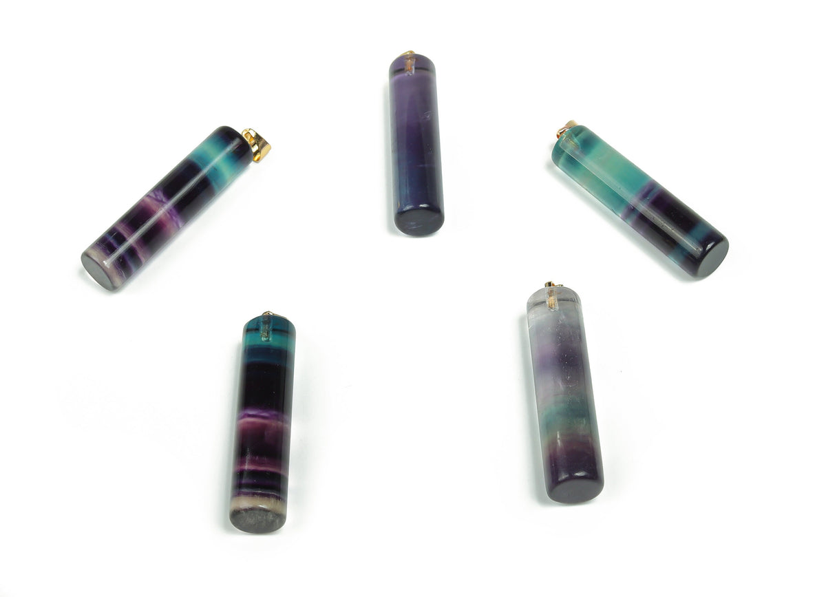 Rainbow fluorite crystal pendant from GemstoneGO featuring vibrant multi-colored fluorite stone on a silver chain.