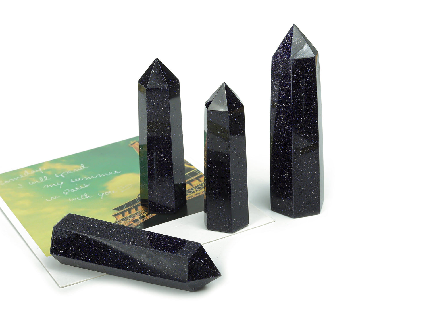Blue Goldstone Obelisk Tower Crystal - TW1021