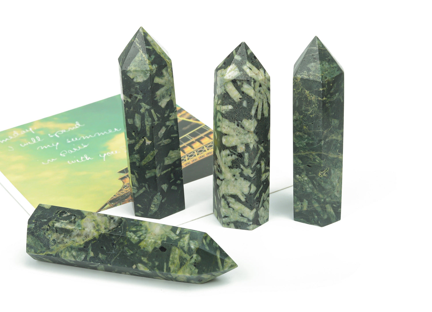 Chinese Writing Obelisk Tower Crystal - Chrysanthemum Stone - TW1035