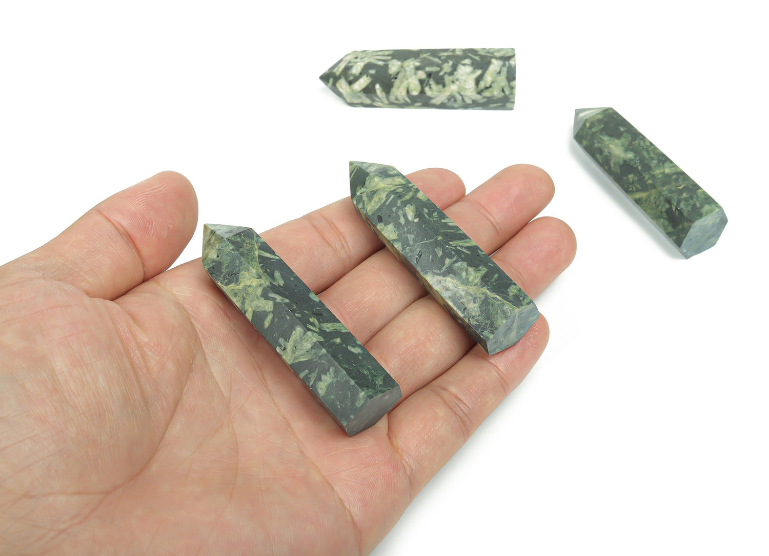 Chinese Writing Obelisk Tower Crystal - Chrysanthemum Stone - TW1035