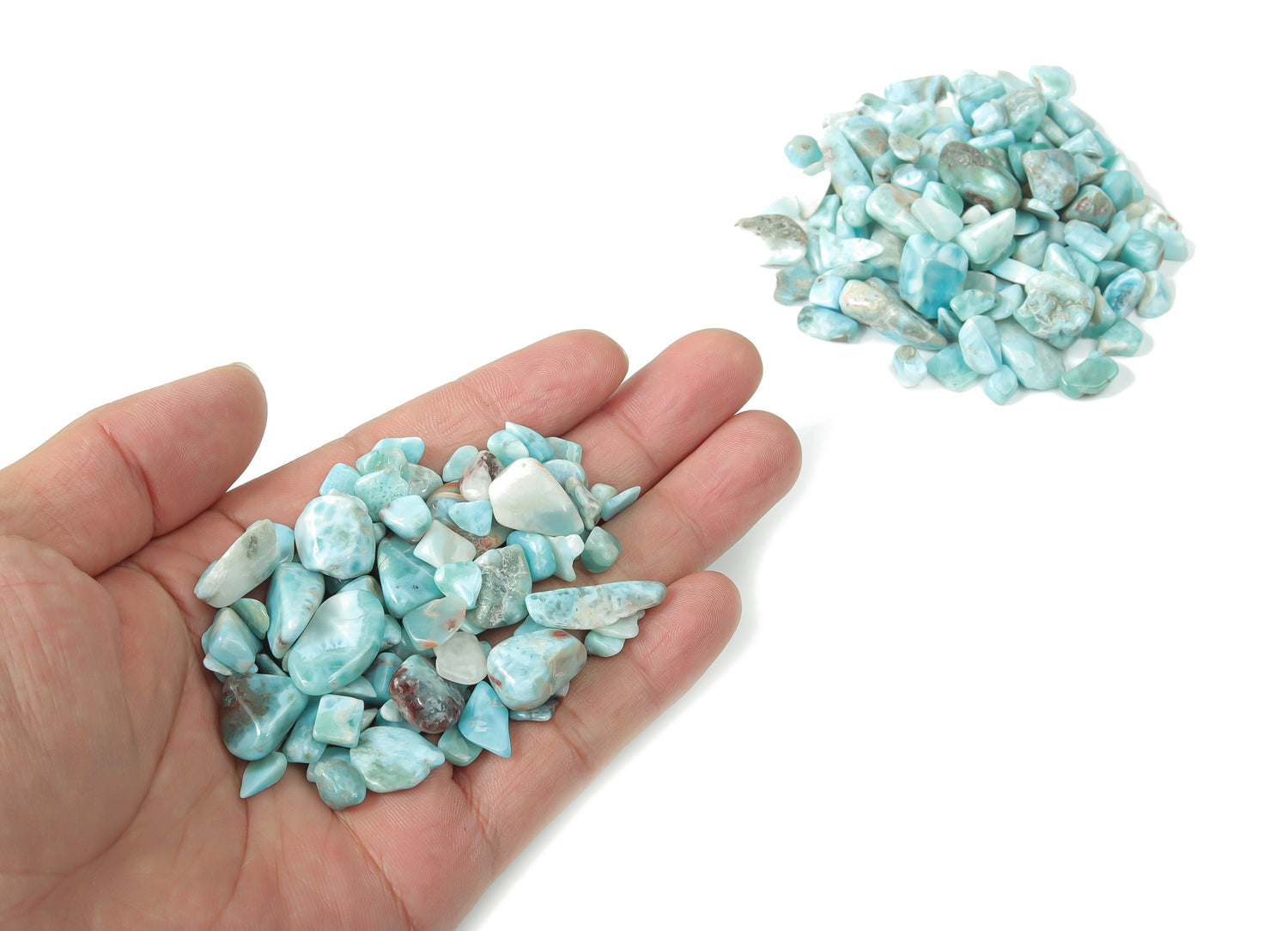 Larimar Crystal Chips - Semi Tumbled Stone - Bulk - 7-12mm - CP1117