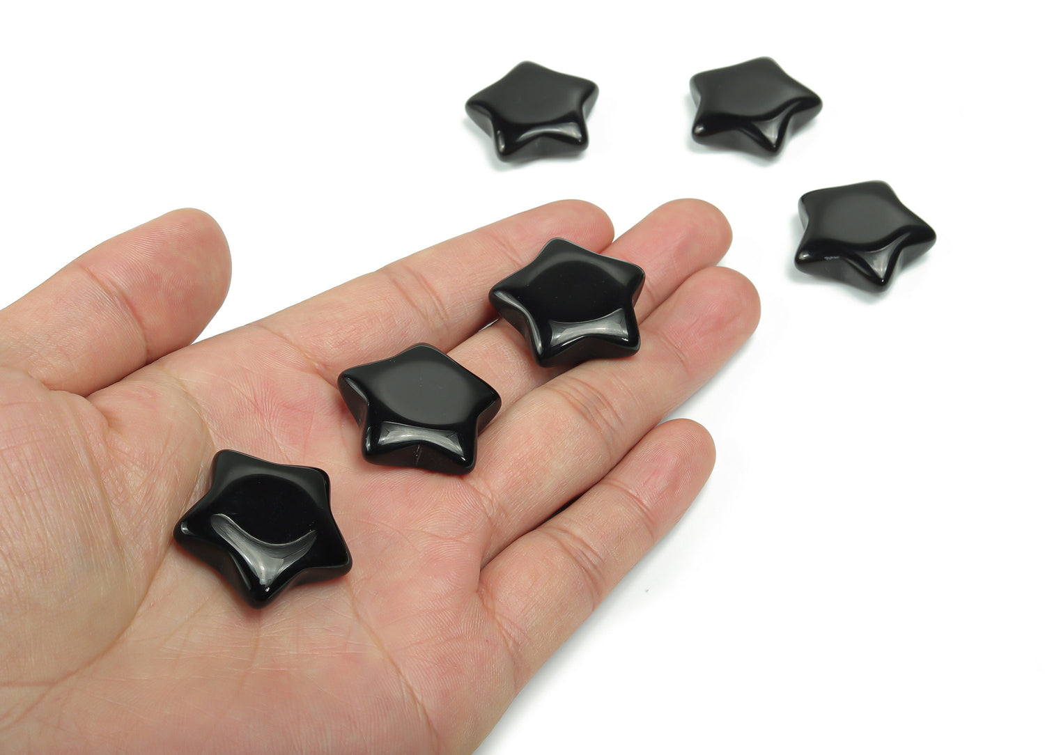 Pierre précieuse étoile en obsidienne ?€? Breloque étoile en obsidienne ?€? Étoile sculptée en obsidienne ?€? Pierre d'obsidienne naturelle ?€? Cristal de guérison ?€? 3 cm ?€? ST1045