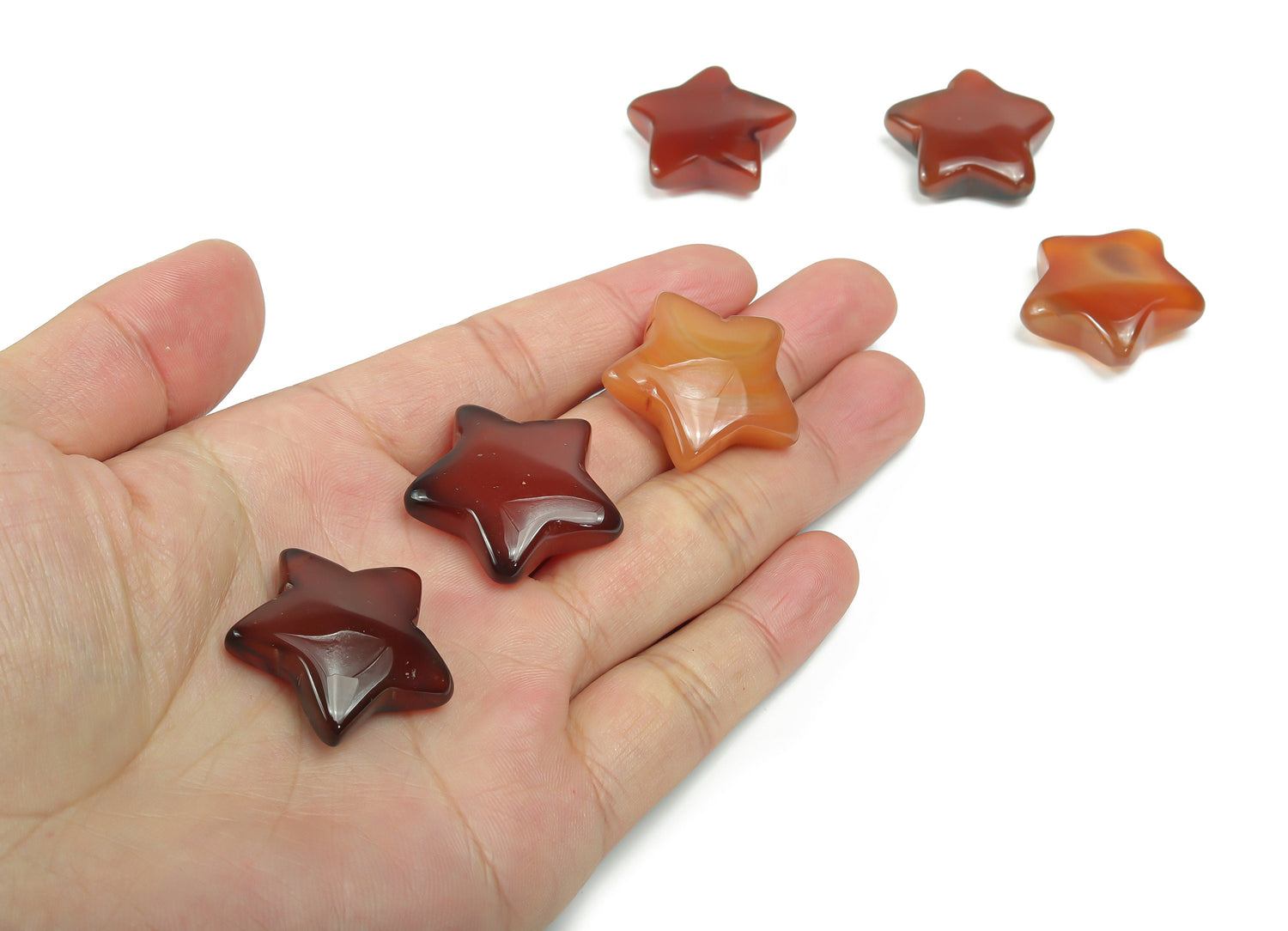 Pierre précieuse en cornaline en forme d'étoile ?€? Étoile sculptée ?€? Pierre naturelle ?€? Cristal de guérison ?€? 3 cm ?€? ST1033