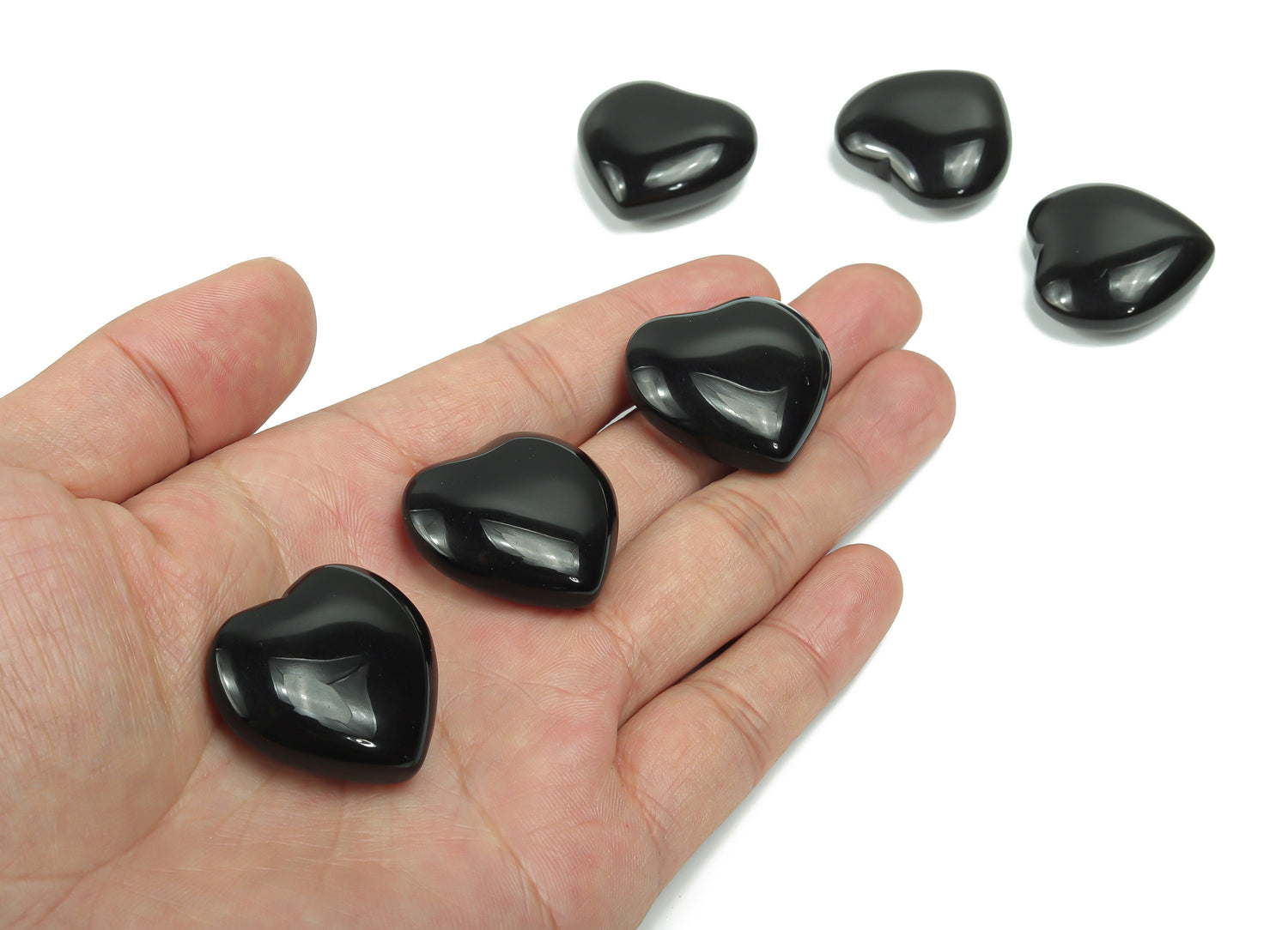 Obsidian Heart Gemstone - 30mm -HE1192
