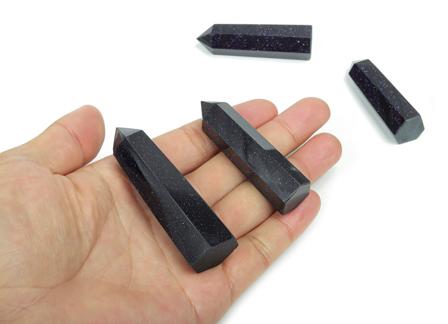 Blue Goldstone Obelisk Tower Crystal - TW1021