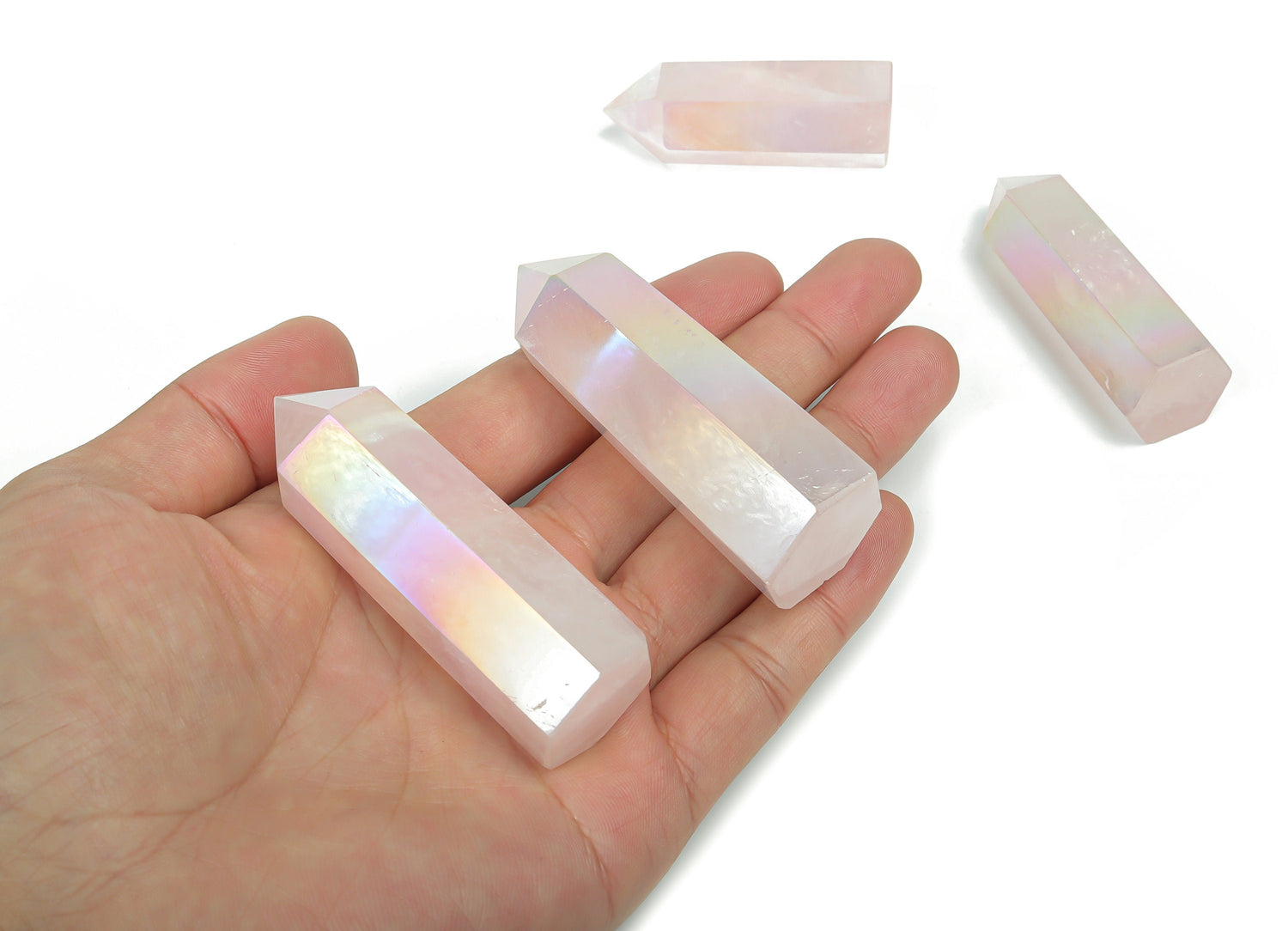 Angel Aura Rose Quartz Obelisk Tower Crystal - TW1023