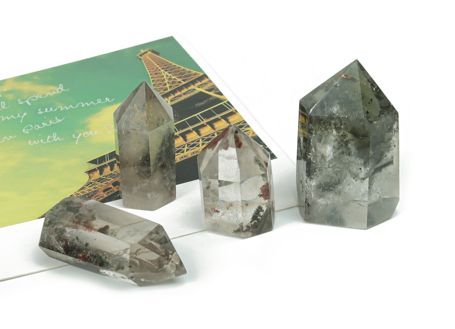 Pierre de tour obélisque en quartz lodolite pour jardin ?€? Cristaux pointus pour tour obélisque ?€? Pierre précieuse de méditation - Cadeaux - TW1033