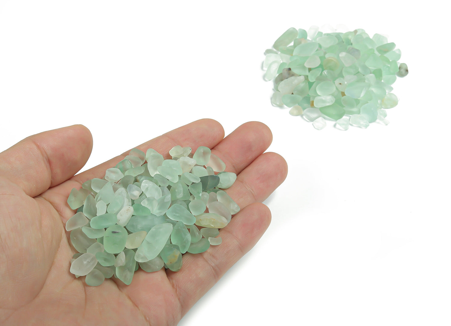 Green Fluorite Crystal Chips - Semi Tumbled Stone - Bulk - 5-10mm - CP1158