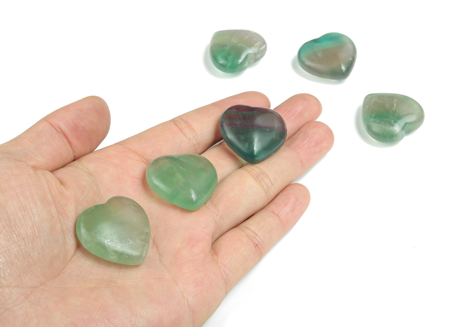 Fluorite Heart Gemstone - 30mm - HE1174