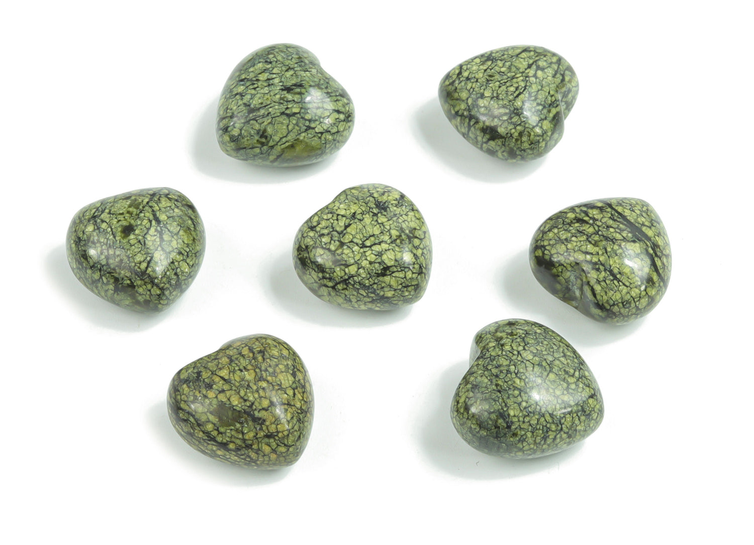 Asterite Serpentine Heart Gemstone - Puffy Heart Shaped - 15x15x9mm - HE1038