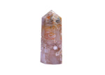 Cherry blossom Flower Agate obelisk crystal tower from GemstoneGO, featuring intricate pink and white natural stone patterns.