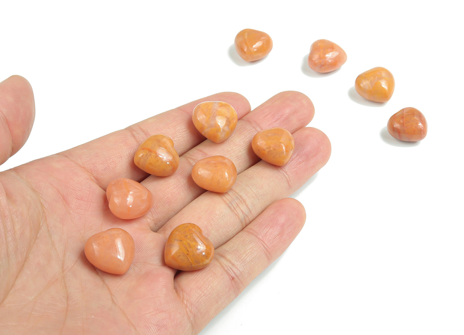 Orange Aventurine Heart Gemstone - Puffy Heart Shaped - 15x15x9mm - HE1034