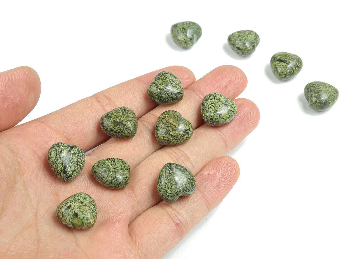 Asterite Serpentine Heart Gemstone - Puffy Heart Shaped - 15x15x9mm - HE1038