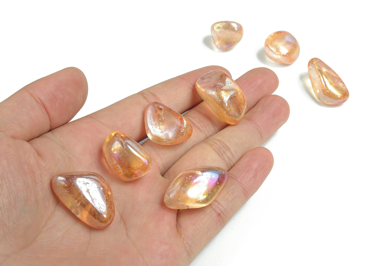 Tangerine Aura Quartz Tumbled - Orange Aura Crystal - TU1164