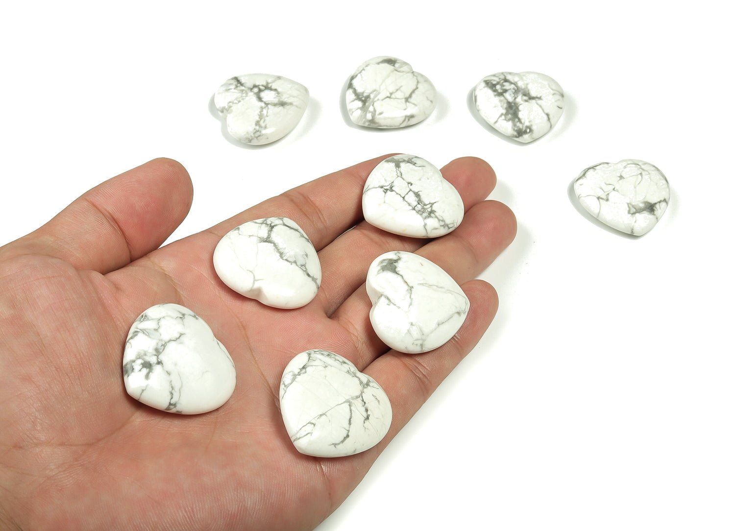 Howlite Heart Gemstone - 30mm - HE1180