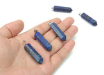 Lapis Lazuli crystal pendant with pointed shape, gemstone jewelry making supply by GemstoneGO, detailed blue stone with gold flecks
