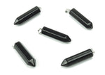 Obsidian point crystal pendant from GemstoneGO, showcasing a sleek black gemstone with pointed tip for jewelry making.