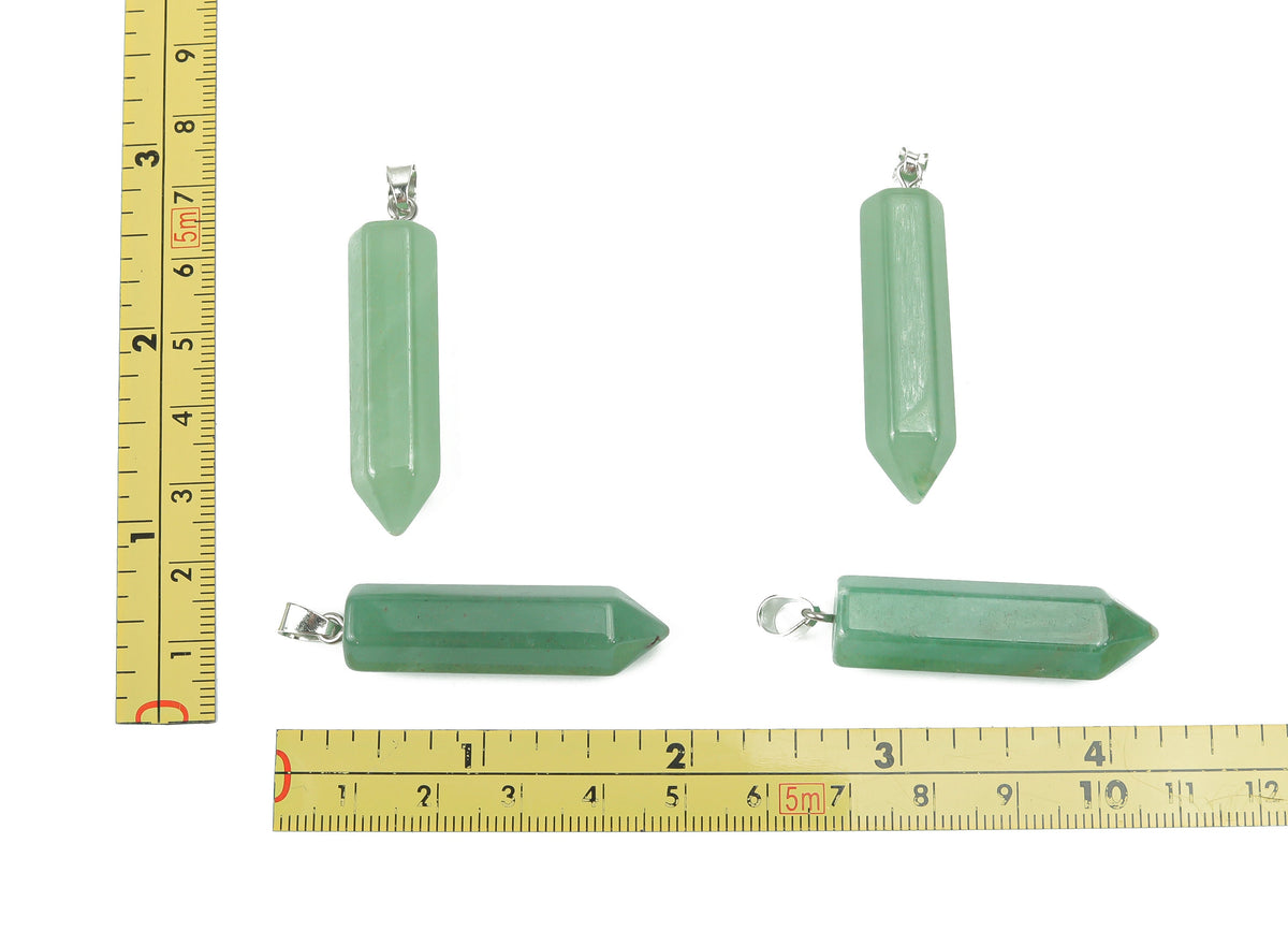 Aventurine point crystal pendant from GemstoneGO, showcasing a green gemstone with natural facets for jewelry making.