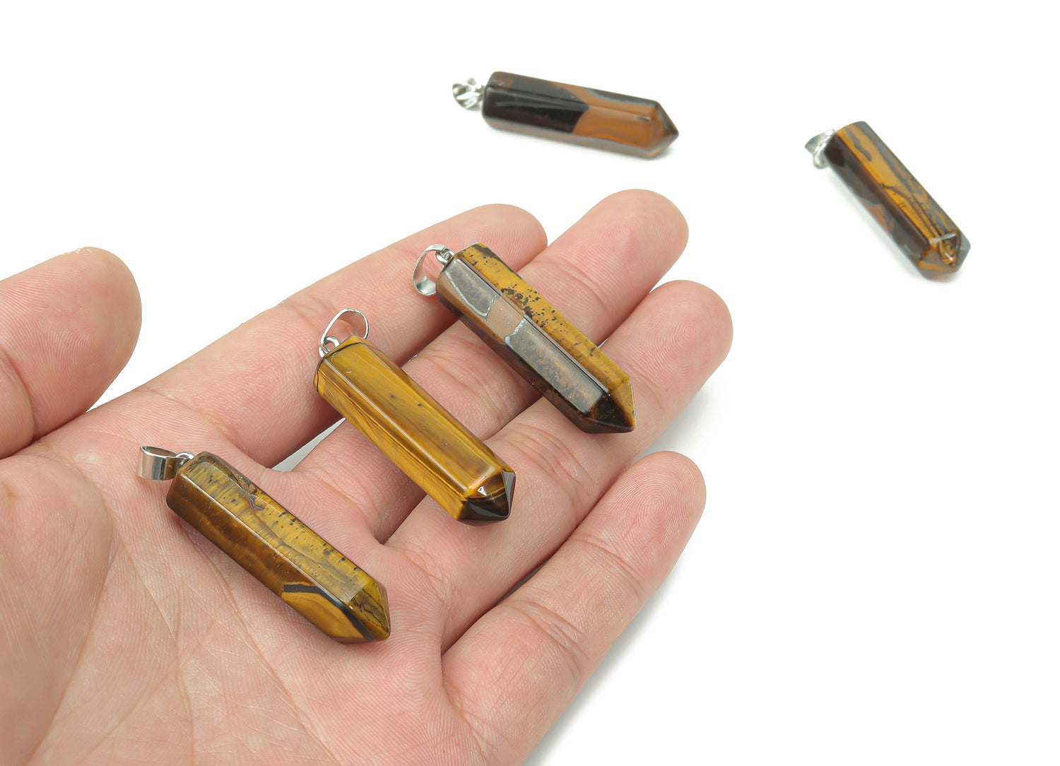 Tiger Eye Point Crystal Pendant - Jewelry Making Supplies - NC1082