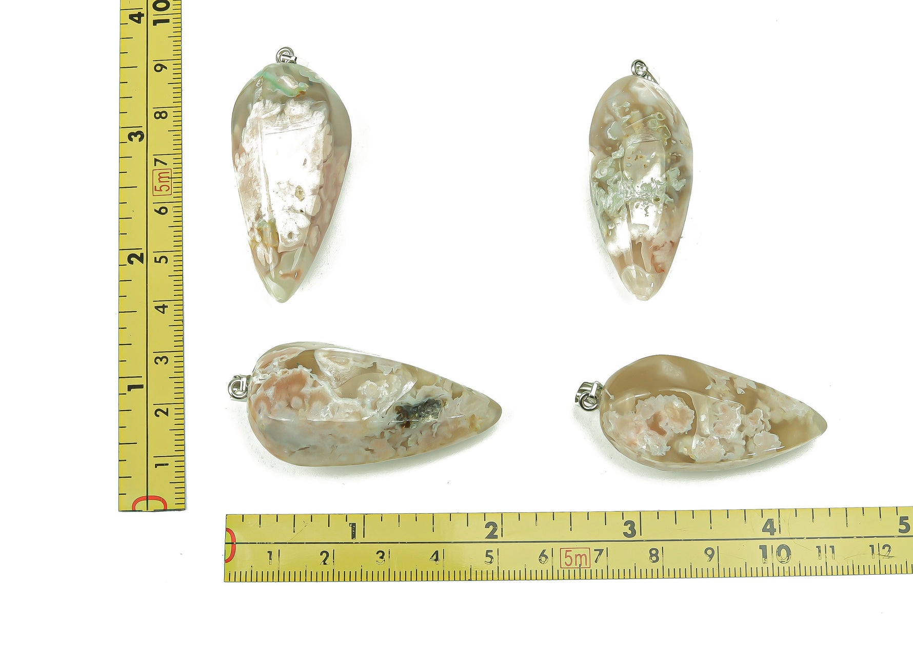 Flower Agate Tooth Crystal Pendant with cherry blossom design, gemstone jewelry making supply from GemstoneGO.