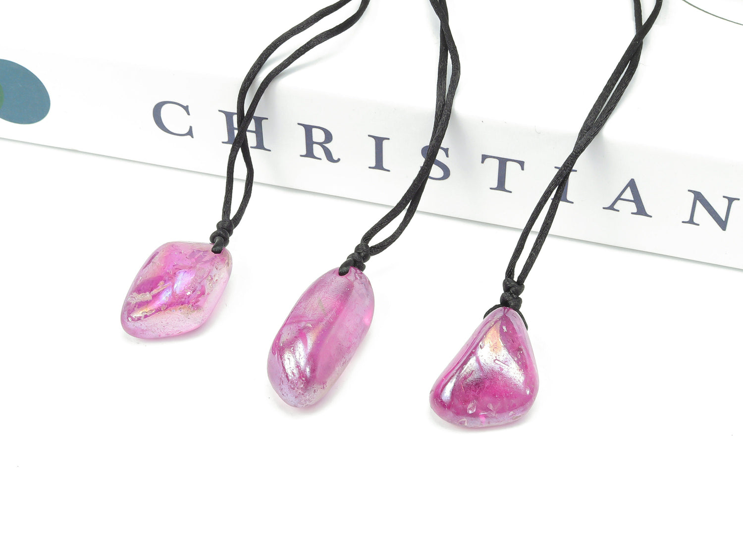 Purple Aura Quartz Crystal Necklace - Cord Necklace - Gifts - NC1092