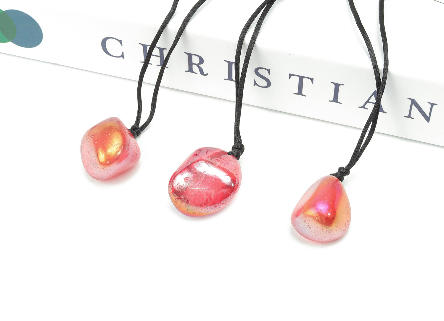 Red Aura Quartz Crystal Necklace - Cord Necklace - Gifts - NC1094