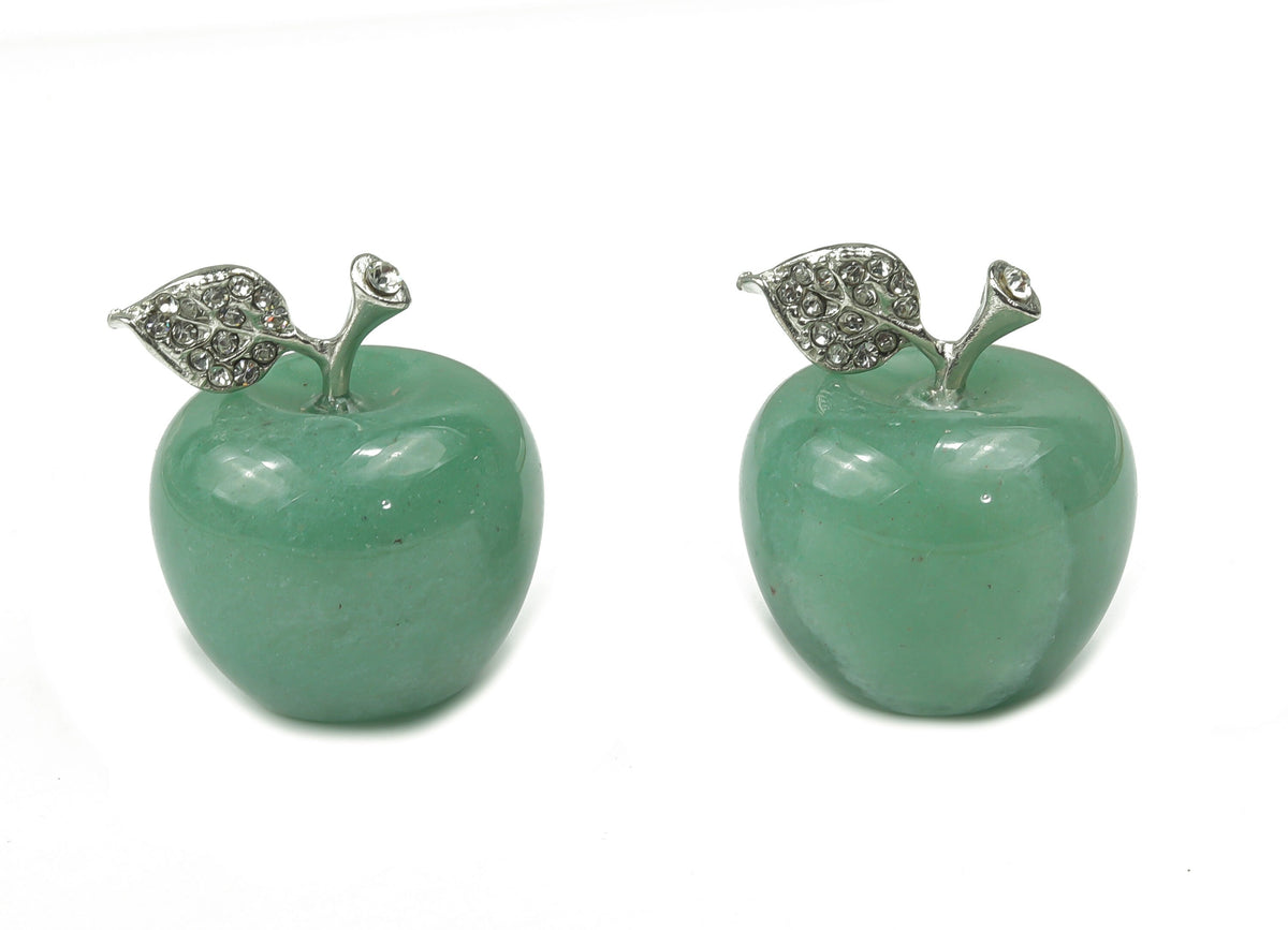 A 30mm aventurine apple-shaped crystal carving by GemstoneGO, featuring vibrant green gemstone with smooth polished surface.