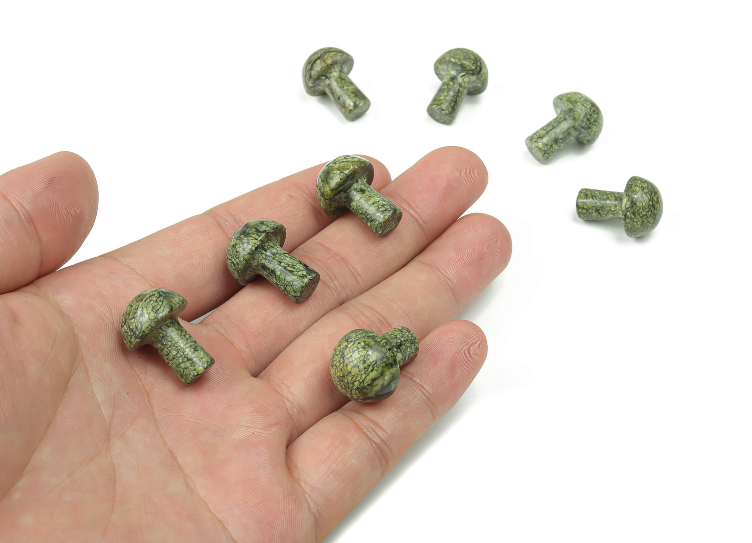 Asterite Serpentine Mushroom Carved Gemstone - 20mm - MU1015