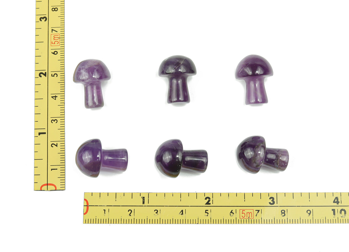 Amethyst mushroom carved gemstone pendant, 20mm, with purple gemstone and detailed mushroom design from GemstoneGO.
