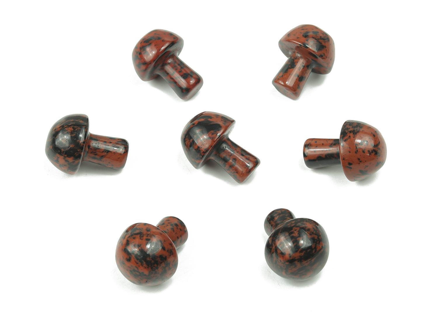 Mahogany Obsidian mushroom carved gemstone, 20mm, with smooth rounded cap and carved stem, from GemstoneGO.