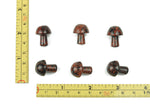 Mahogany Obsidian mushroom carved gemstone, 20mm, from GemstoneGO, showcasing detailed natural stone carving and rich reddish-brown color.