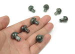 20mm African Bloodstone mushroom carved gemstone from GemstoneGO, showcasing polished dark green stone with red bloodstone inclusions.