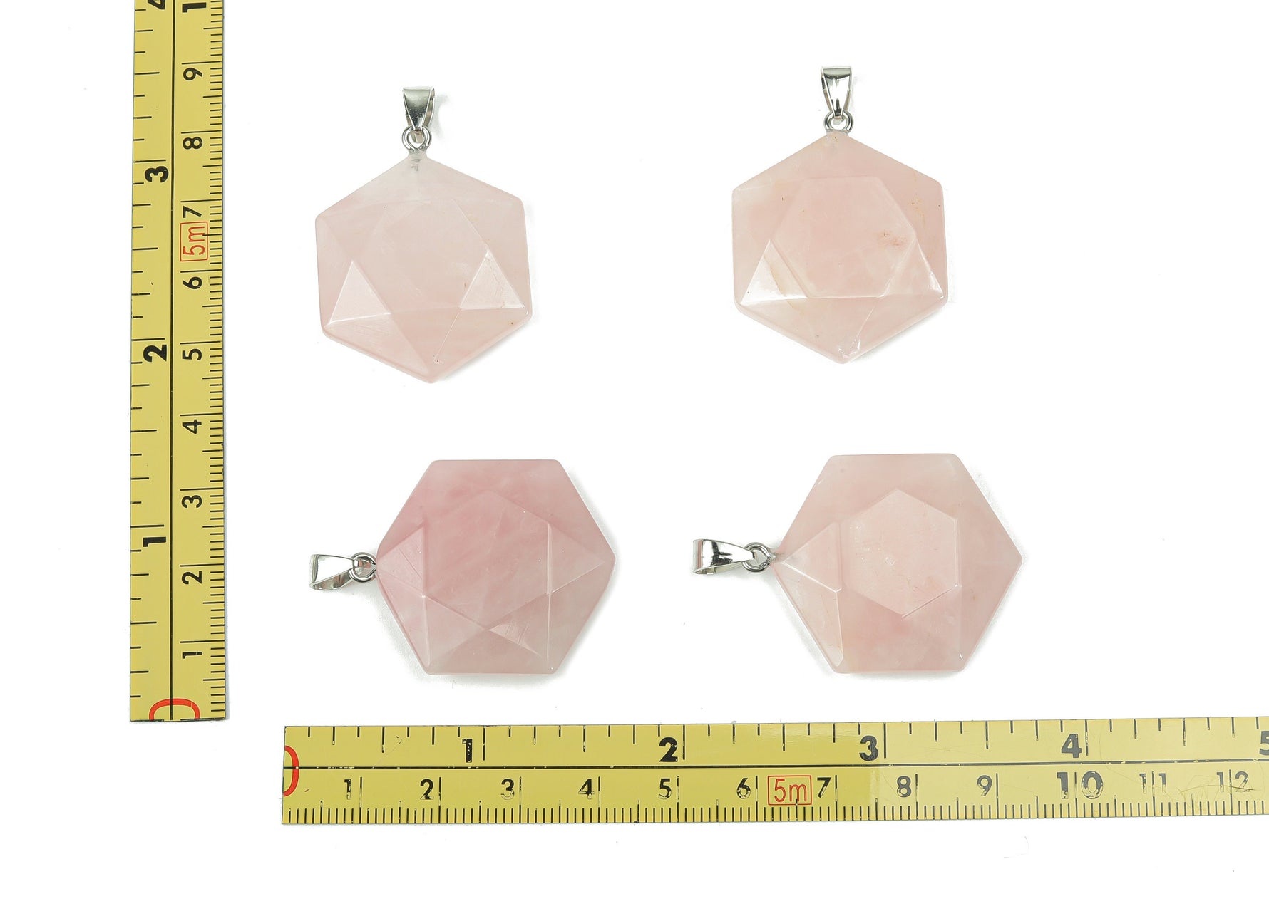 Rose quartz star Merkaba crystal pendant from GemstoneGO, featuring a polished pink gemstone with a star shape for jewelry making.