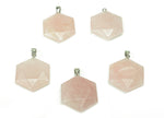 Rose quartz star Merkaba crystal pendant from GemstoneGO, showcasing a polished pink gemstone with a star-shaped design for jewelry making.