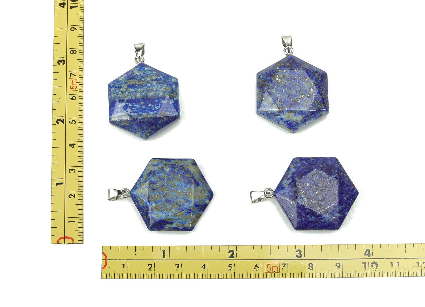 Lapis Lazuli star Merkaba pendant from GemstoneGO, showcasing a blue gemstone with gold flecks, ideal for jewelry making.