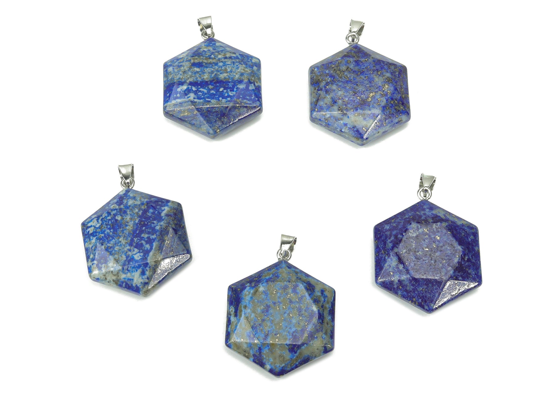 Lapis Lazuli Star Merkaba pendant from GemstoneGO, featuring a deep blue gemstone with gold specks, used in jewelry making.