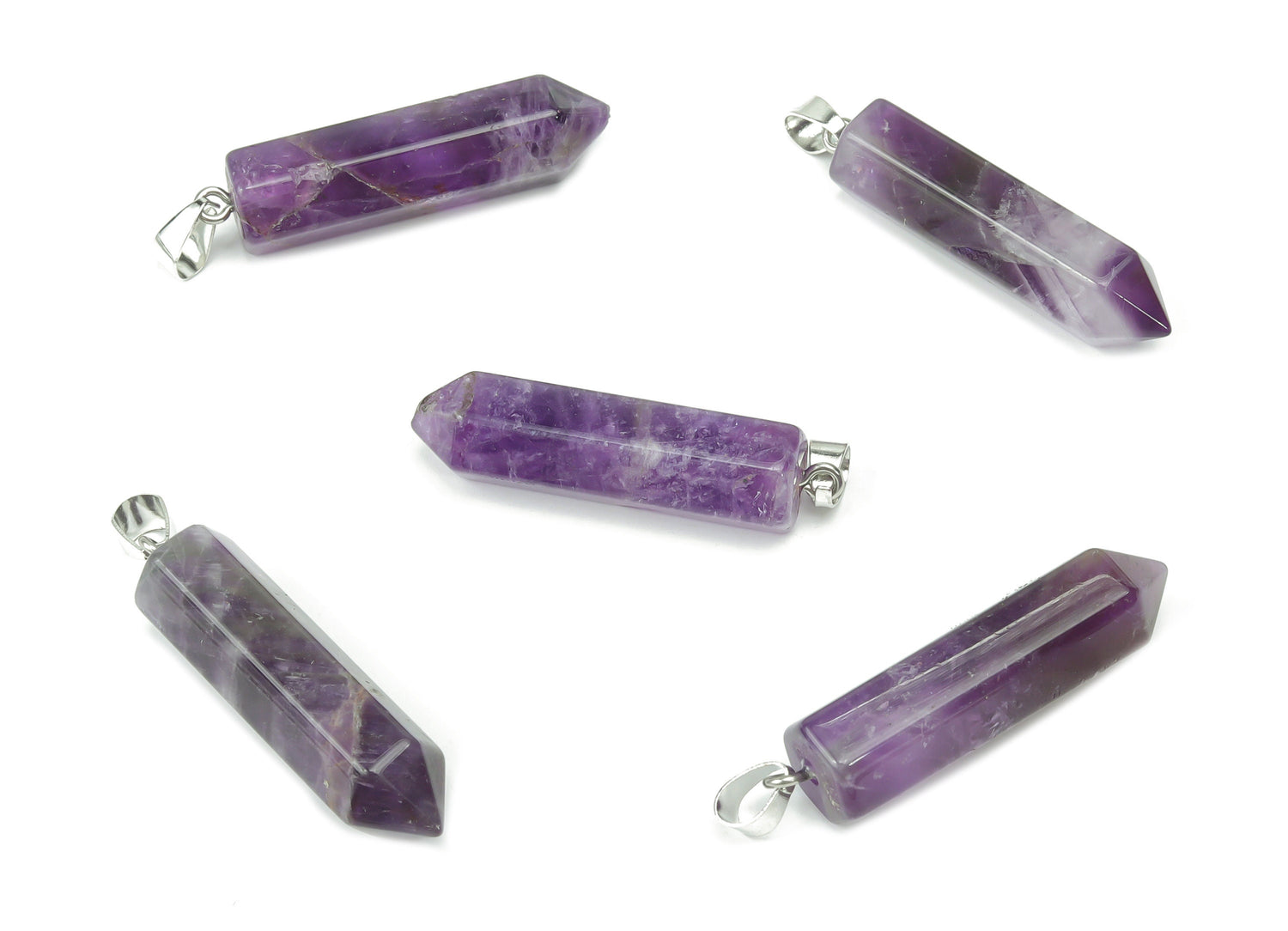 Pendentif en pointe d'améthyste - Pendentif en cristal - Colliers naturels - Pierre précieuse Heling - Fournitures pour la création de bijoux - NC1075