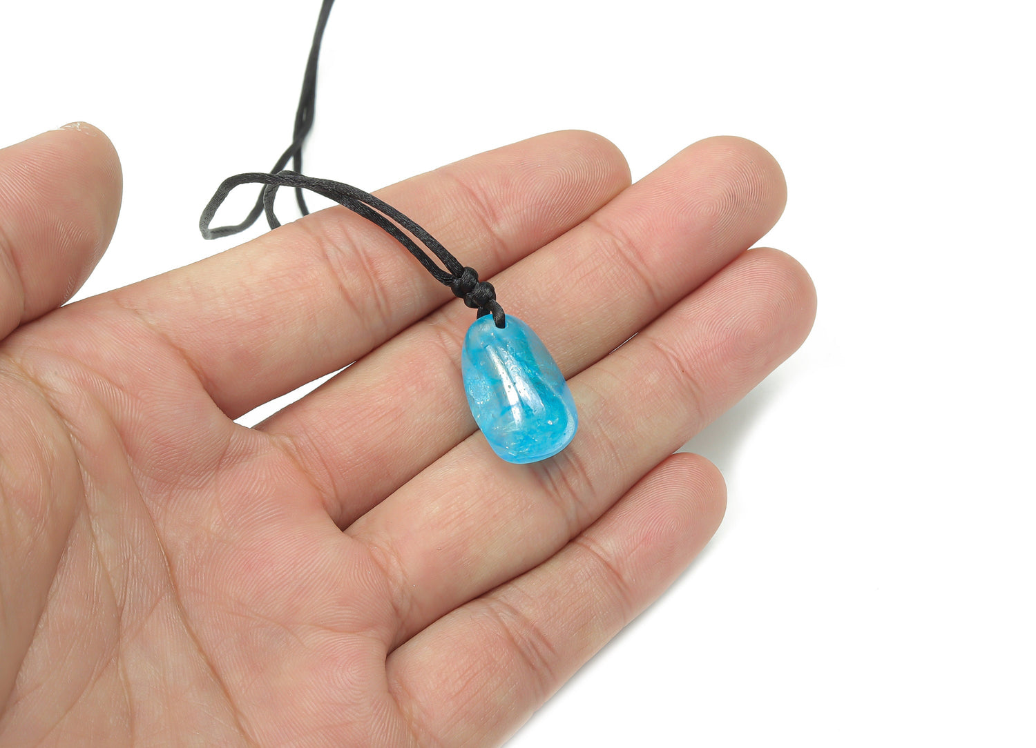 Blue Aura Quartz Crystal Necklace - Cord Necklace - Gifts - NC1090