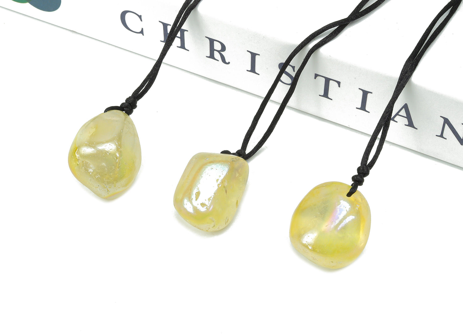 Yellow Aura Quartz Crystal Necklace - Cord Necklace - Gifts - NC1093