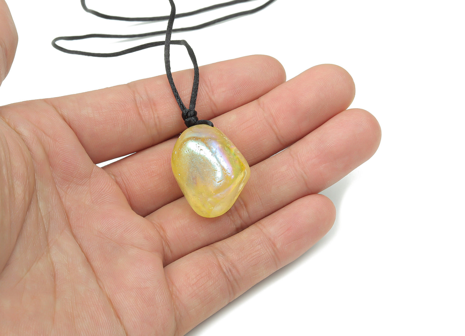 Yellow Aura Quartz Crystal Necklace - Cord Necklace - Gifts - NC1093