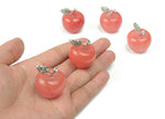Cherry Quartz Apple crystal carving from GemstoneGO, 30mm, showcasing detailed red and white gemstone craftsmanship.