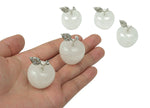 Clear Quartz Apple crystal carving from GemstoneGO, 30mm size, detailed gemstone sculpture of an apple.