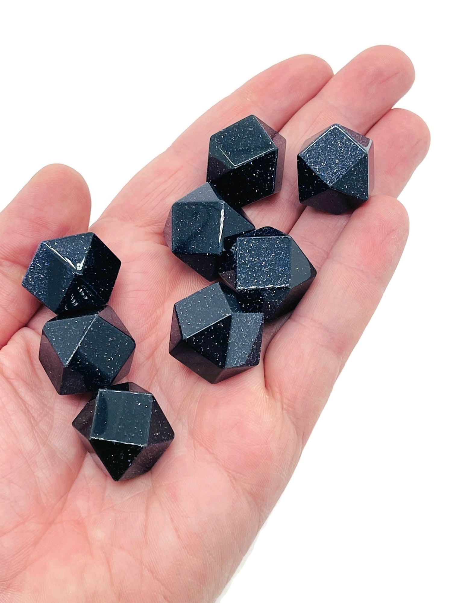 Blue GoldStone Polyhedron Carved Gemstone - 20mm - PL1008
