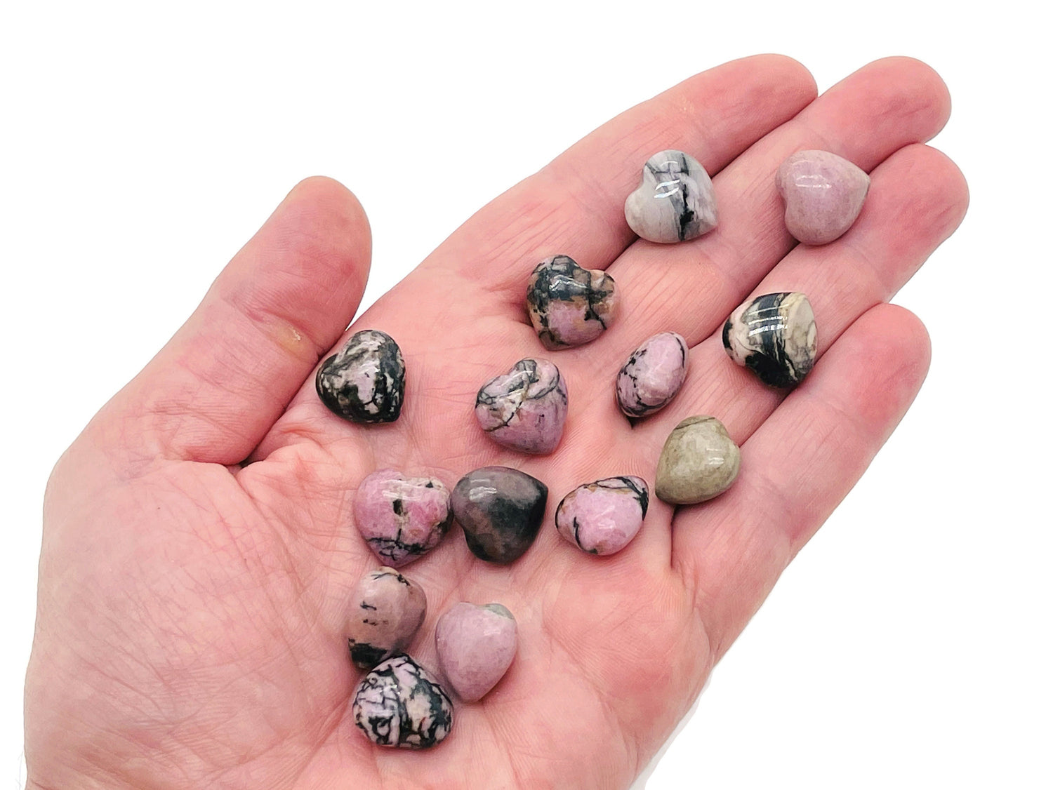 Rhodonite Heart Gemstone - Puffy Heart Shaped - 15x15x9mm - HE1044
